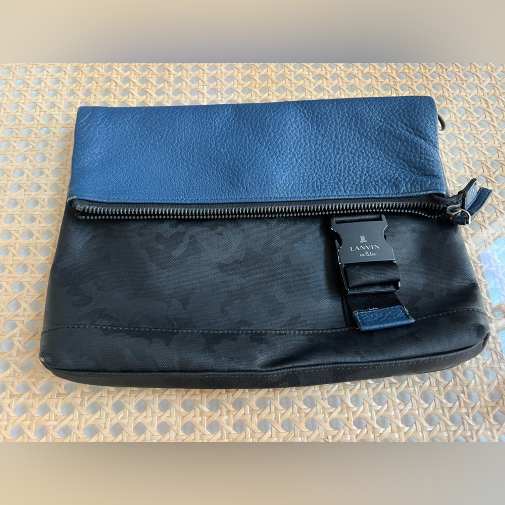 Lanvin En Bleu Camouflage Men's Bag, Black and Blue